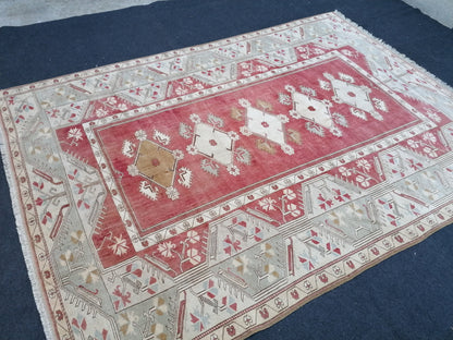 9'5x7'11 oushak turkish rug, vintage turkish rug,oushak vintage rug,vintage rug,kitchen rug,vintage anatolian rug,unique hand made bohemian