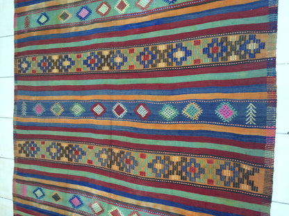 6 x 11 Flat Weave OUSHAK RUG TURKISH Oushak Rug Flatweave Oushak Runner Rug Vintage Runner Rug Wool Oushak Rug Hand Made Rugs Vintage Rug