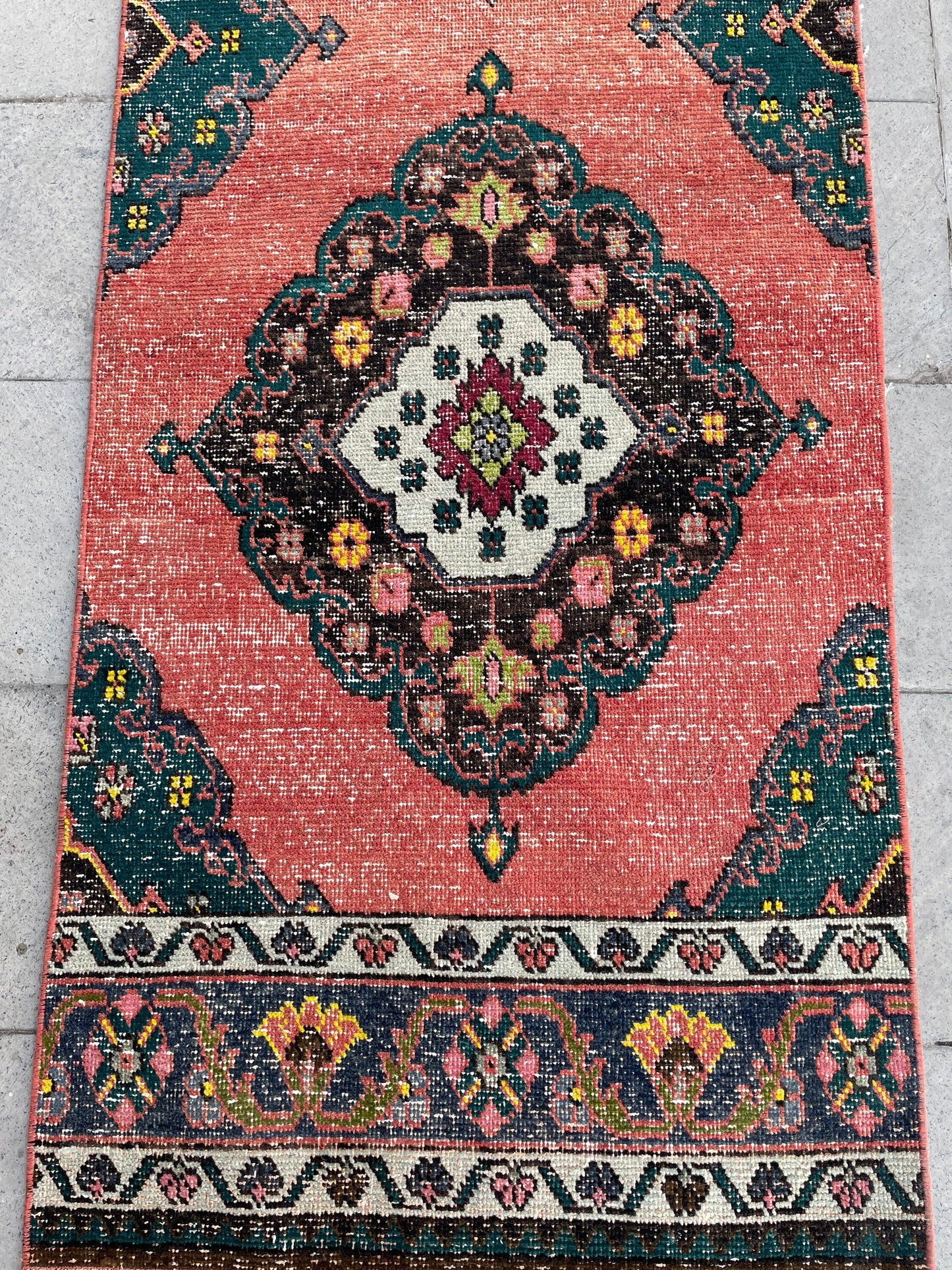 Staircase Runner Rug 2.5 x 16.4 Extra Long Wool TURKISH Runner Rug Handmade Runner Rug VINTAGE Runner Hand Knotted Runner Distressed rug