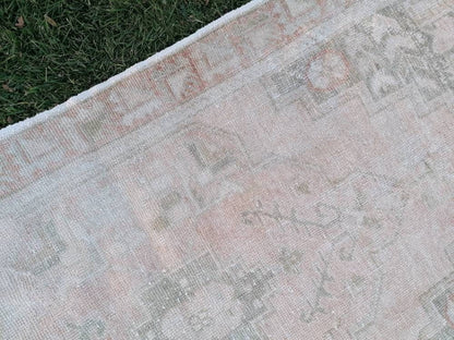 Pastel vintage rug, handmade wool rug, muted vintage rug 3'6x7 oushak runner