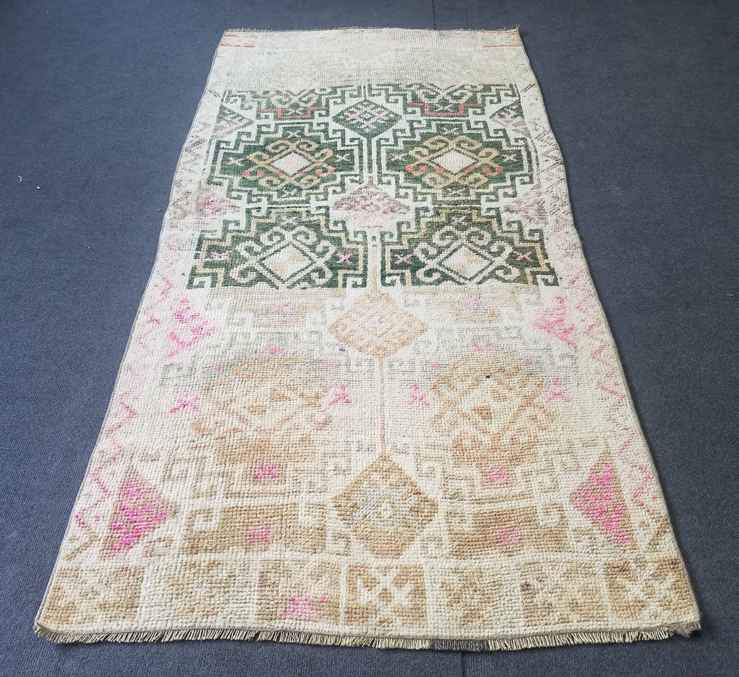 3.4 x 6.8 Vintage wool rug, oushak rug, unique handmade rug kitchen rug bohemian rug traditional rug