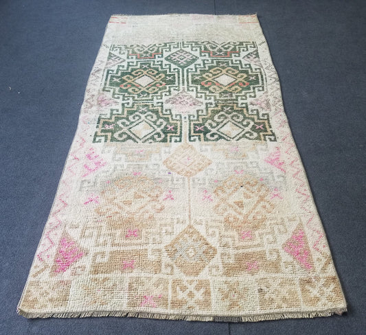 3.4 x 6.8 Vintage wool rug, oushak rug, unique handmade rug kitchen rug bohemian rug traditional rug