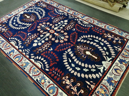 Oriental RUG 6.9 x 10.8 Oushak Rug  Blue Persian Rug Navy Vintage Rug Fine Oushak Rugs Antique Turkish Rug Muted Turkish room Rug 7x11 rug