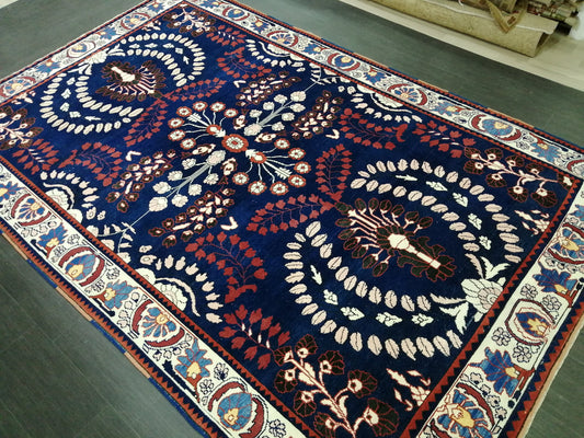 Oriental RUG 6.9 x 10.8 Oushak Rug  Blue Persian Rug Navy Vintage Rug Fine Oushak Rugs Antique Turkish Rug Muted Turkish room Rug 7x11 rug