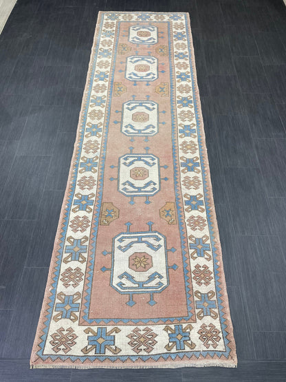 Oushak Runner Rug Turkish Runner 3 x 10.3 Rug Vintage Runner Rug Hallway Runner Rug Kitchen Runner Rug Wool Oriental Runner Rug