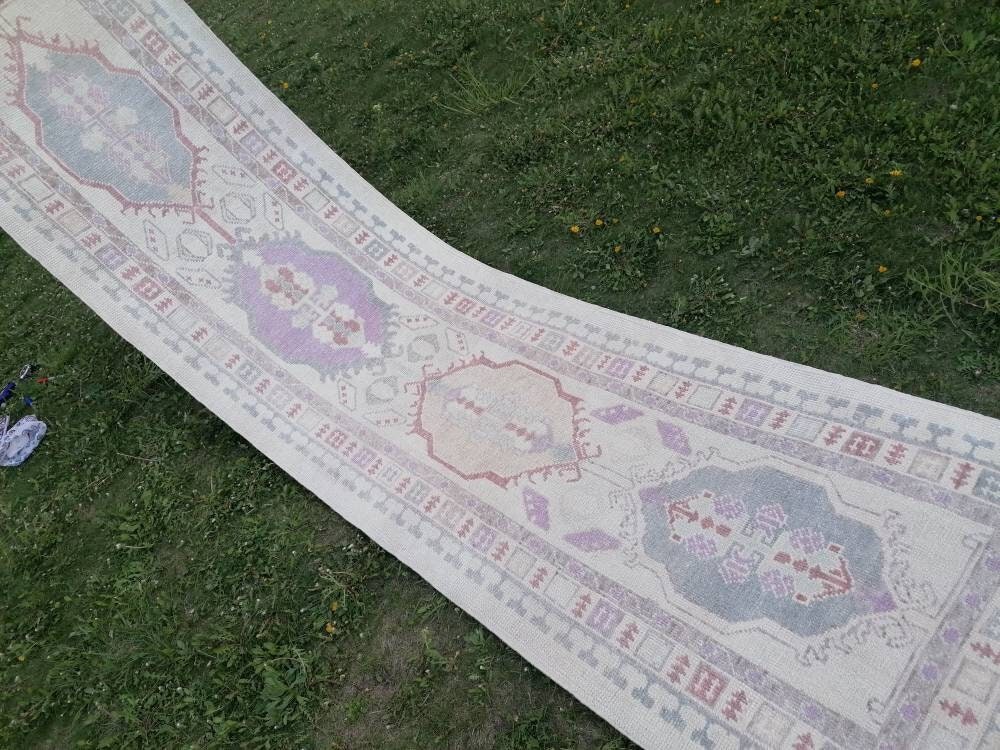 3x12'6 oushak wool runner, turkish oushak new production handmade rug, hallway runner rug