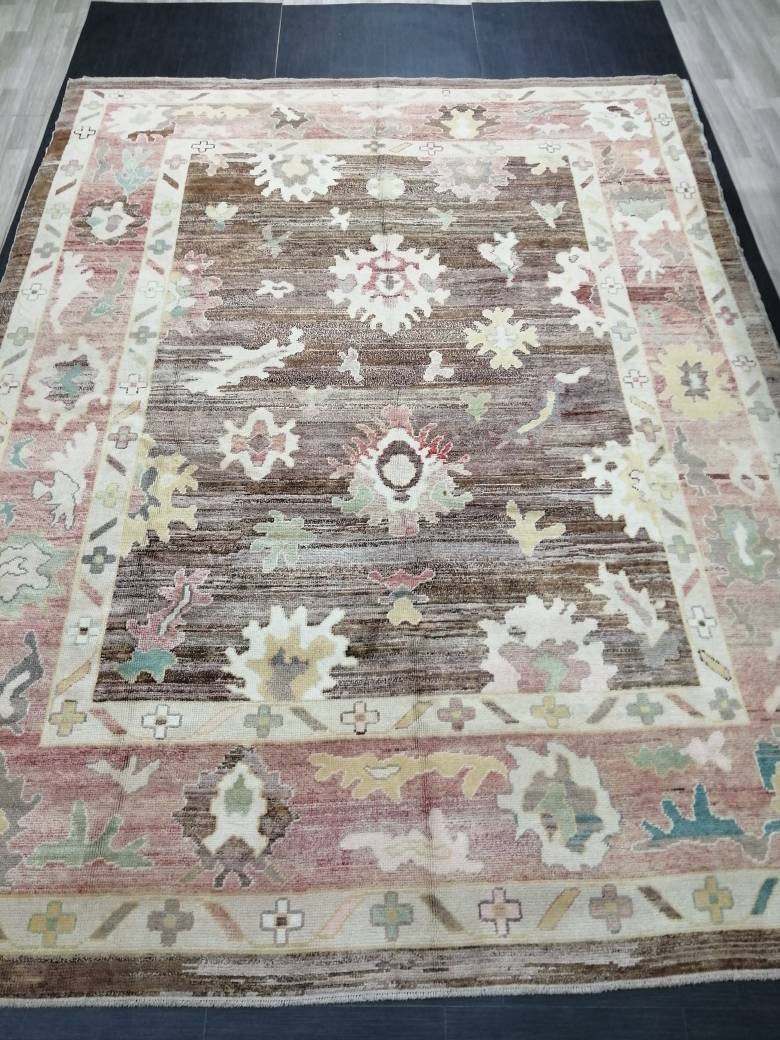 Wool OUSHAK RUG 12 x 9.2 Oushak Rug Vintage Oushak Rug Vintage Rug Wool Oushak Rug Hand Made Rugs Vintage Turkish Rug