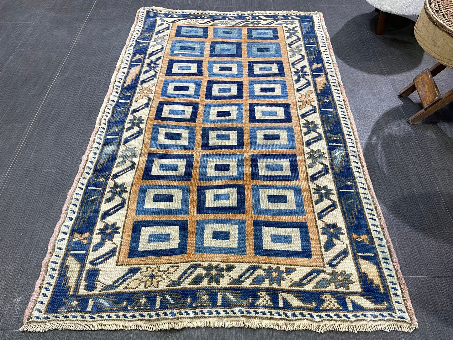 Antique Rug, TURKISH RUG, VINTAGE Rug, Living Room 3.3 x 5.2 Rug, Oushak Rug, Handmade Rug, Earth Tones rug, Persian Rug, farmhouse rug