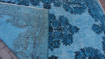 TURQUOISE RUG, Vintage Oushak Rug, Wool Oushak Rug, Oushak Rug, Turkish Rug, Bohemian Rug, Wool Rug, living Room Rug