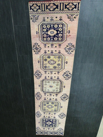 Distressed Turkish Runner Rug 10.3 X 2.4 Vintage Runner Rug Hallway Runner Rug Kitchen Runner Rug Wool Runner Rug Wool Oushak Rug