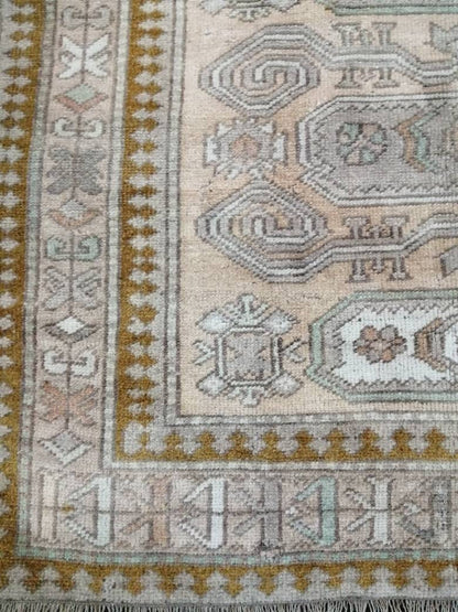 WOOL RUGS, 3.3 x 5.9 Vintage Turkish Oushak  Rug, Hand woven Rug, Persian Living Room Rug, Oriental Rug, Farmhouse Rug,Knotted Rug