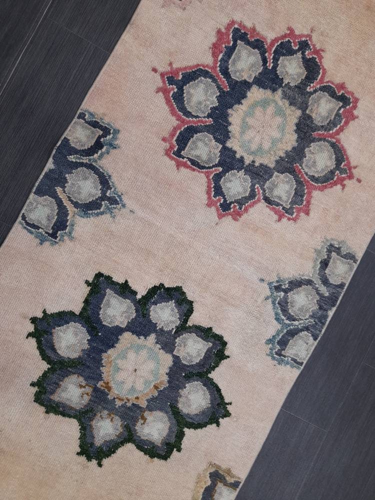 Muted Vintage Runner Rug 2.7 x 10.4 Muted Turkish Runner Rug Hand Made Runner Rug Vintage Runner Rug Hallway Runner Rug Distressed Runner