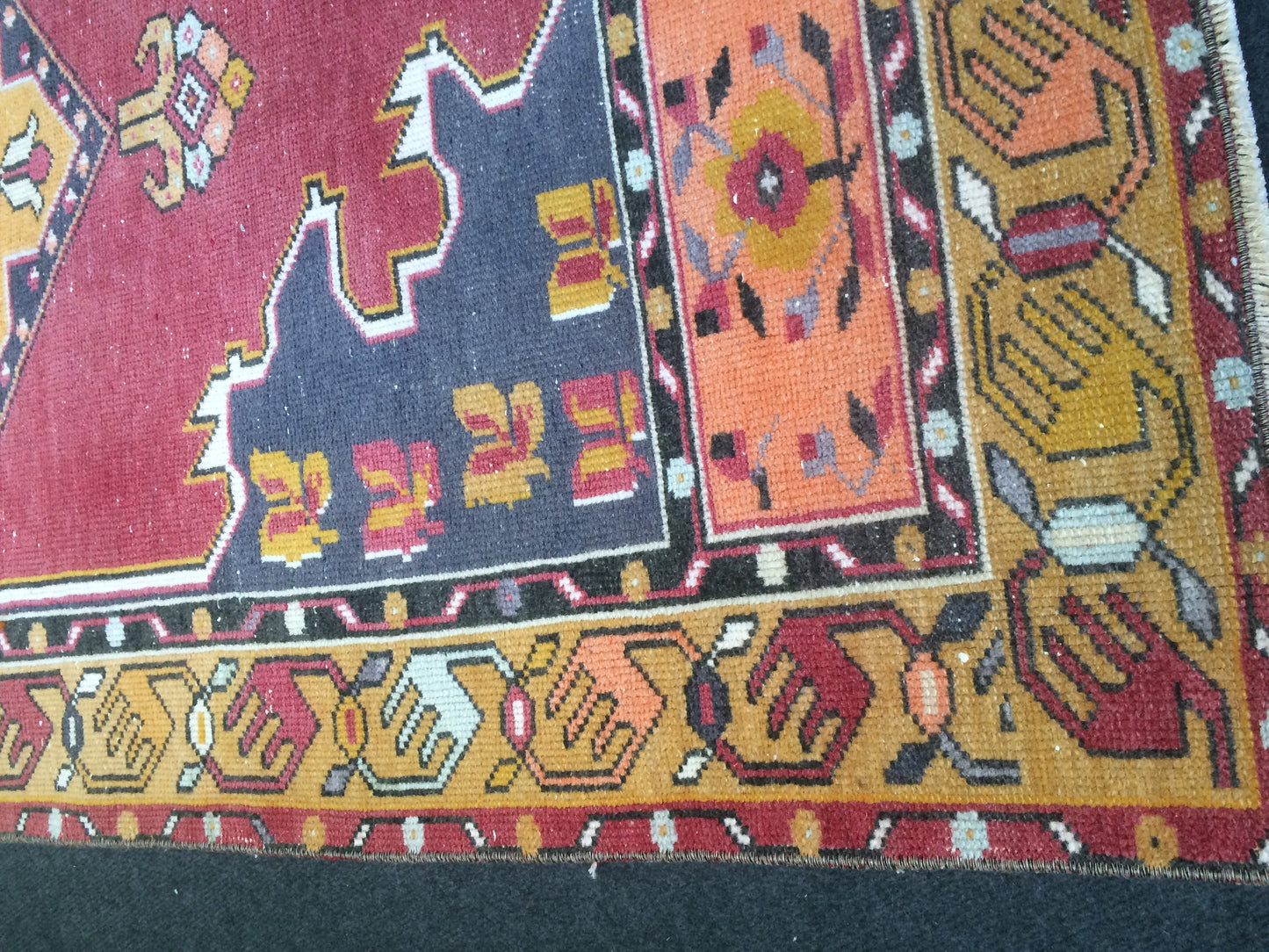 3.4 x 9.9 Vintage Oushak Runner Rug Turkish Runner Rug Vintage Runner Rug Hallway Runner Rug Kitchen Runner Rug Wool Runner Rug