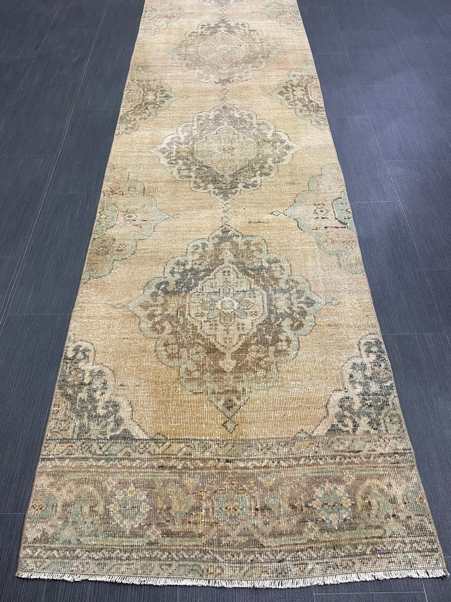 Antique Runner Rug 2.6 x 14 Persian Runner Rug Wool Oushak Rug Oushak Runner Rug Long Turkish Runner Rug Kitchen Runner Rug Hallway Runner