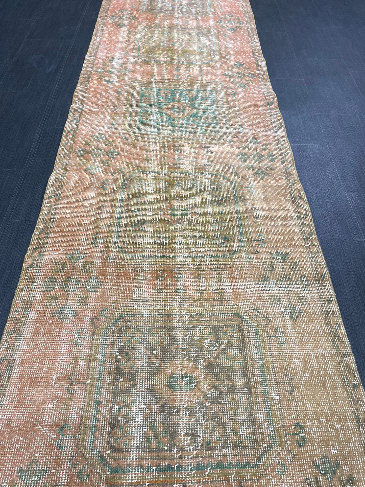 Turkish Runner Rug 3 x 11.4 Distressed Handmade Runner Rug Vintage Runner Rug Vintage Runner Rug Hallway Runner Rug Wool Kitchen Runner