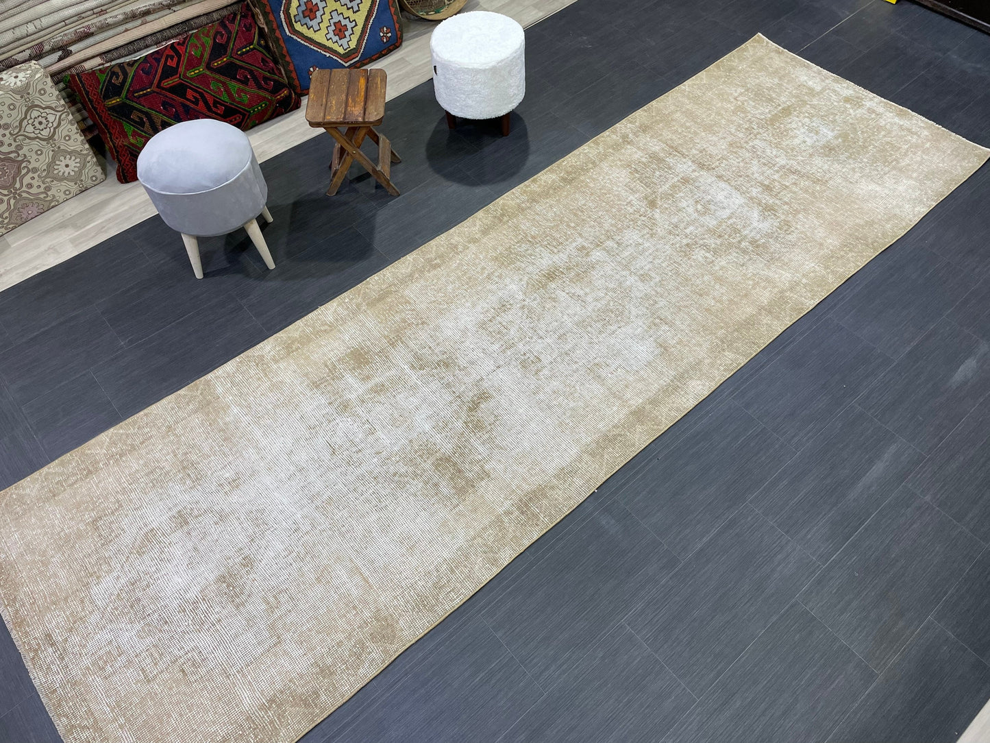 Distressed Vintage Runner Rug 3.6 x 11.5 ft Turkish Runner Rug Vintage Runner Rug Hallway Runner Rug Kitchen Runner Rug Wool Pile Runner Rug