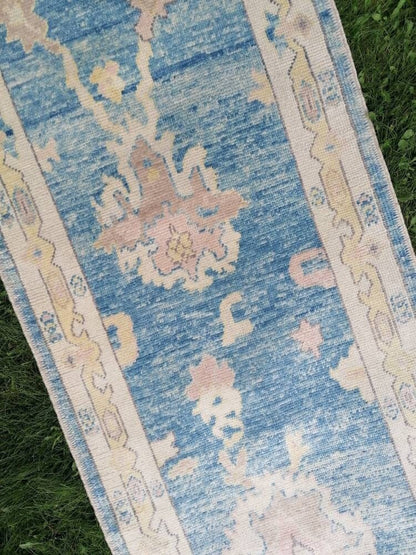 Oushak runner rug 2'10x14'3 turkish new production oushak  runner rug, hallway runner  kitchen runner, handmade wool rugs