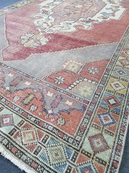 4.5 x 8.6 Turkish oushak rug, vintage rug, wool kitchen rug, Hand Knotted rug,