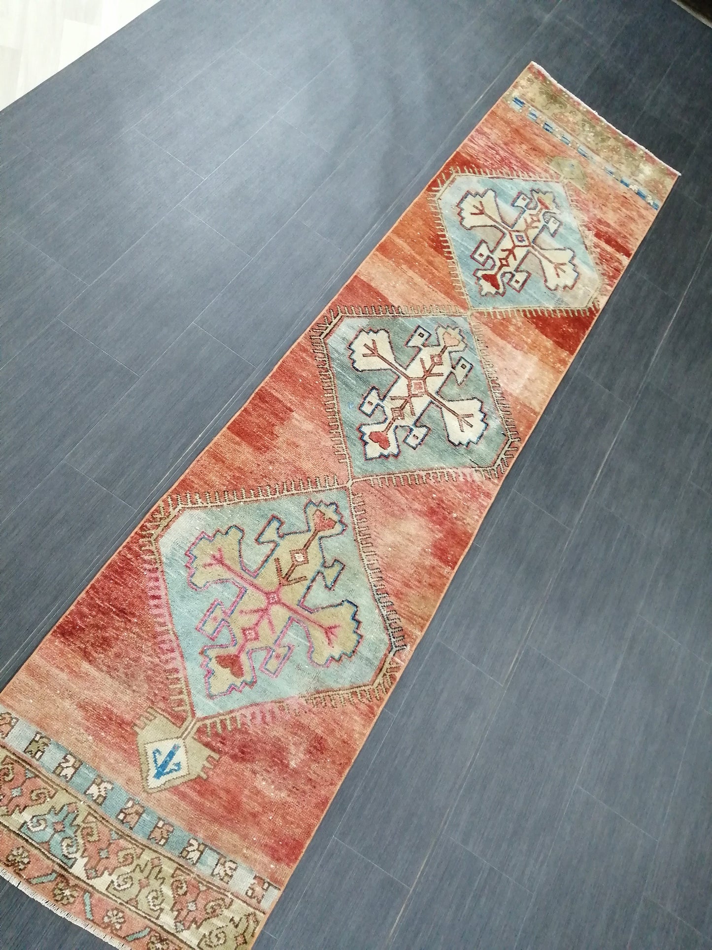 Hallway Runner Rug 9.6 x 2.2 Kitchen Runner Rug Wool Runner Rug Wool Oushak Rug Oushak Runner Rug Turkish Runner Rug Vintage Runner Rug