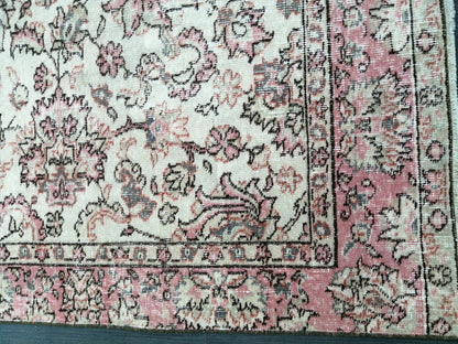 Pink Rug 4.5x 8 Hand Made Rug, Oushak Rug, Rustic Rug, Bohemian Rug, Rug Runner, Turkish Rug, Farmhouse Rug, Vintage Rug, Wool rug