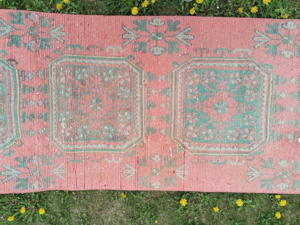 Oushak wool runner 2'7x20'6 long vintage runner, hallway handmade runner