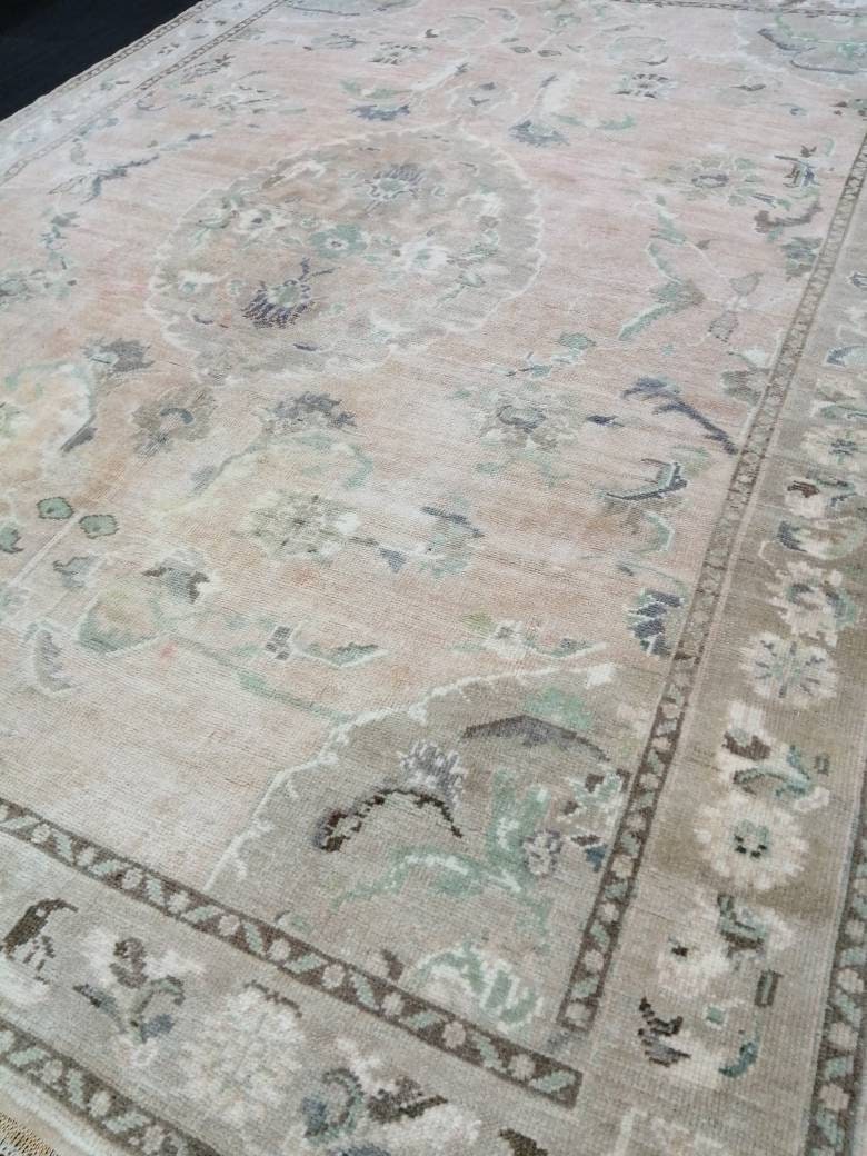 Vintage RUG, 6 x 8.3 TURKISH Oushak Rug, Vintage Handmade Rug,   Wool Hand Knotted Oriental Rug, Hand Made Rug, Quality Turkish Rug
