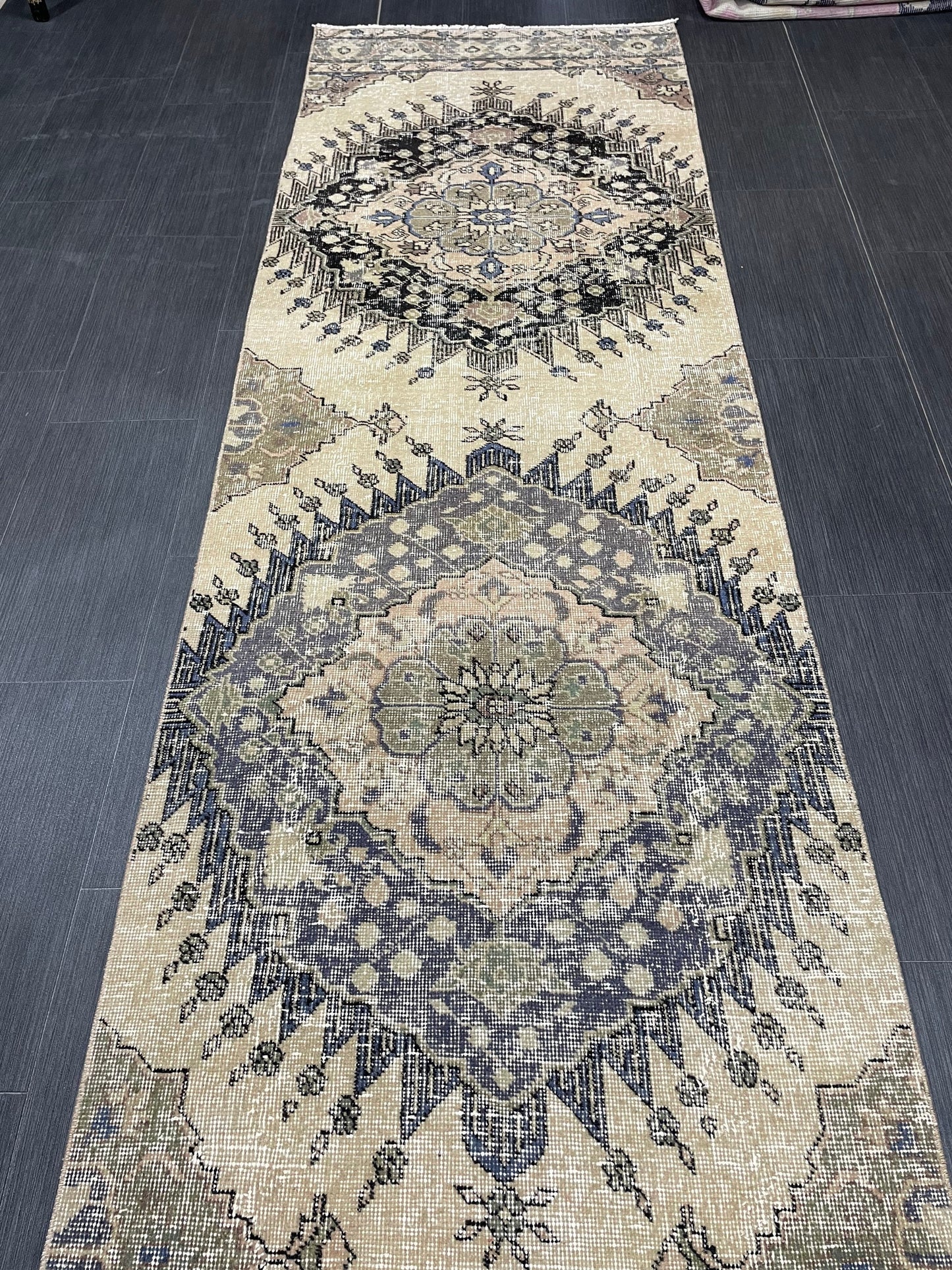 Vintage Oriental Runner Rug Muted Turkish Runner Rug 2.8 x 13 Handmade Vintage Runner Rug Hallway Runner Rug Muted Runner Rug