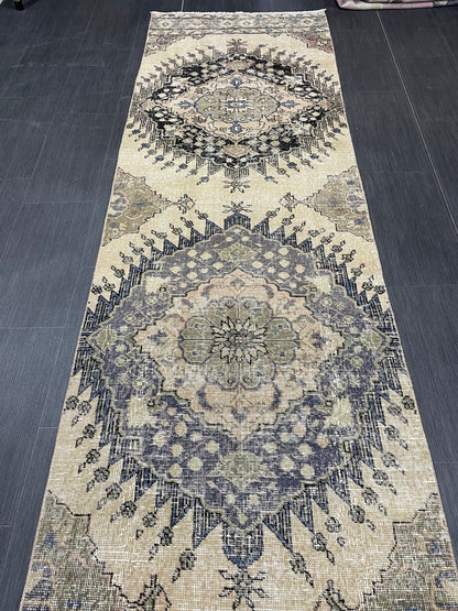 Vintage Oriental Runner Rug Muted Turkish Runner Rug 2.8 x 13 Handmade Vintage Runner Rug Hallway Runner Rug Muted Runner Rug