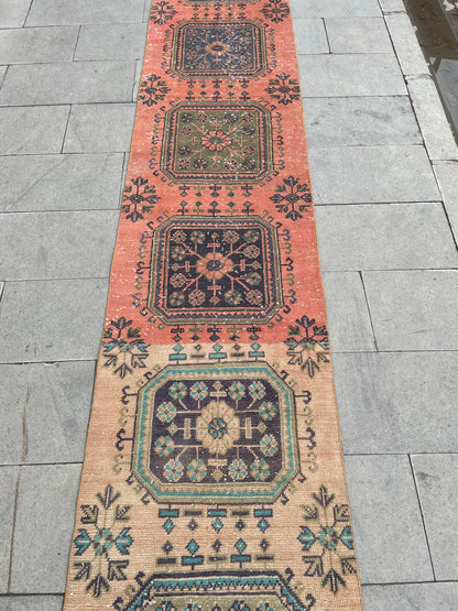 Vintage Staircase Runner Rug 2.3 x 27 ft Extra Long TURKISH Runner Rug Vintage Runner Rug Distressed Runner Rug  Runner Hand Knotted Runner