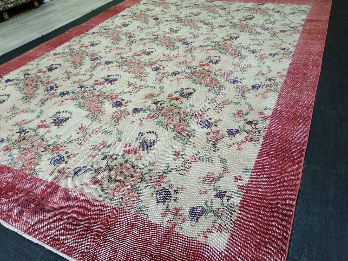 8.2 x 11.6 Large Floral OUSHAK RUG TURKISH Oushak Rug 8x12 Vintage Rug Wool Oushak Rug Hand Made Rugs Vintage Turkish Rug Floral Vintage rug