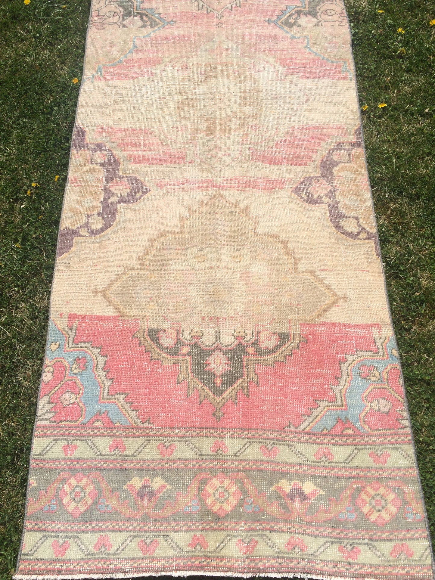 13 x 3 VINTAGE RUNNER Rug, Muted Vintage Turkish Runner Rug, Oushak Runner Rug, Hand woven Rug, High Quality wool runner Rug,3x13 Runner