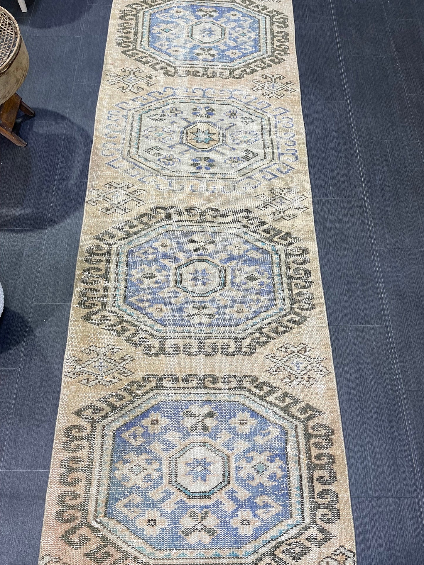 Distressed Antique Runner Rug 2.9 x 11.4 Turkish Runner Rug Vintage Runner Rug Old Hallway Runner Rug Kitchen Runner Rug Wool Runner Rug