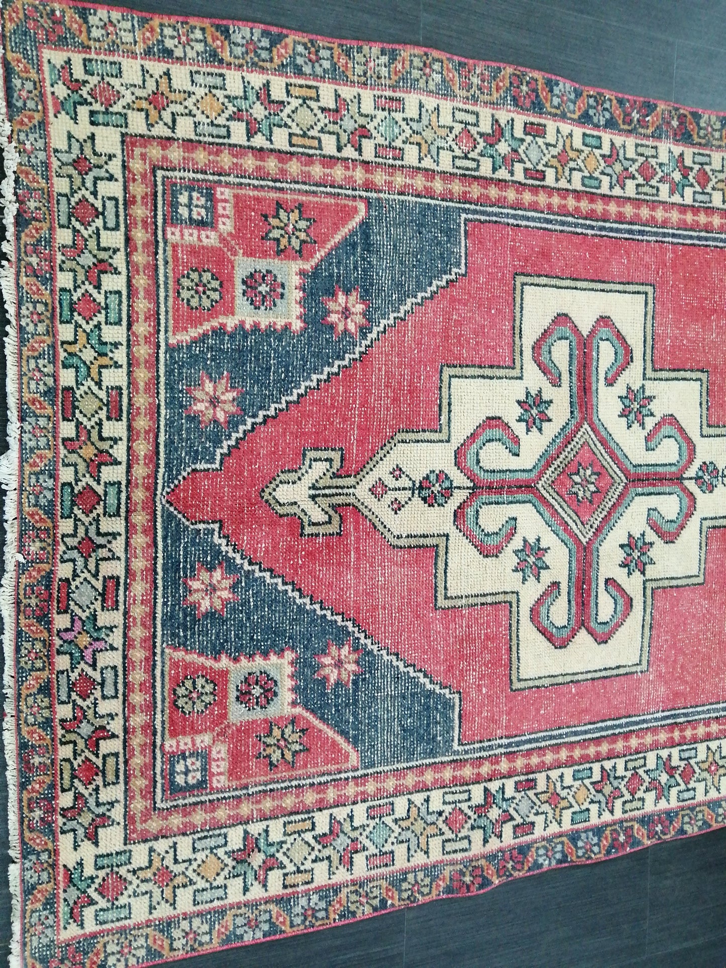 Vintage OUSHAK RUG 8.6 x 4.4 Modern Motifs  TURKISH Rug Vintage Modern Rug Vintage Rug Wool Oushak Rug Hand Made Rugs