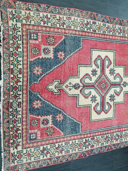 Vintage OUSHAK RUG 8.6 x 4.4 Modern Motifs  TURKISH Rug Vintage Modern Rug Vintage Rug Wool Oushak Rug Hand Made Rugs