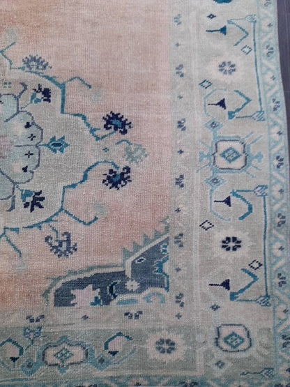 Hand Knotted Rug, Vintage Oriental RUG, Muted Vintage 5x10 Rug, Vintage Fine Rug  Wool Oushak Rug, Vintage Persian Rug, Vintage Turkish Rug.
