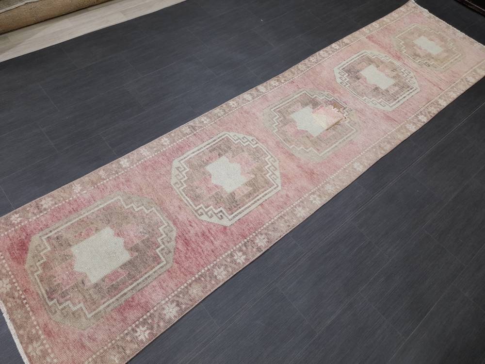 Muted Vintage Runner Rug 2.7 x 10.8 Muted Turkish Runner Rug Vintage Runner Rug Hallway Runner Rug Kitchen Runner Rug Hallway Runner Rug