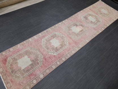 Muted Vintage Runner Rug 2.7 x 10.8 Muted Turkish Runner Rug Vintage Runner Rug Hallway Runner Rug Kitchen Runner Rug Hallway Runner Rug