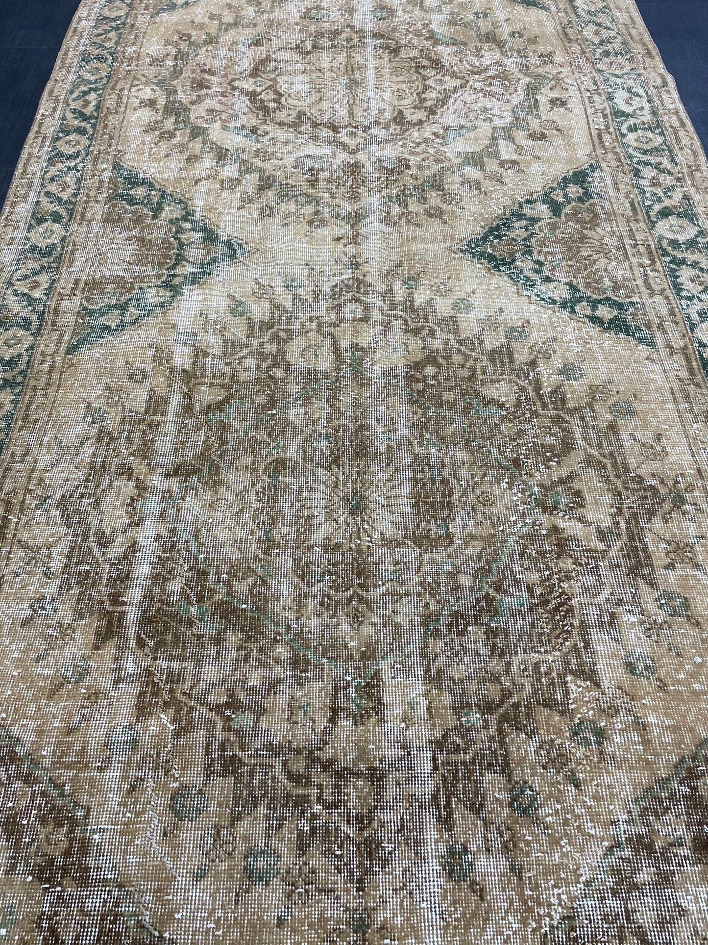 Vintage Runner Rug 4.8 x 13.2 Muted Turkish Runner Rug Hand Made Runner Rug Vintage Runner Rug Hallway Runner Rug Distressed Runner