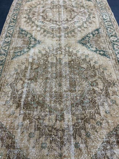 Vintage Runner Rug 4.8 x 13.2 Muted Turkish Runner Rug Hand Made Runner Rug Vintage Runner Rug Hallway Runner Rug Distressed Runner