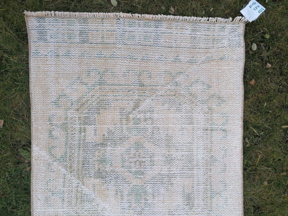 2'4x11 feet, distressed vintage runner rug, muted  turkish runner rug, pastel kitchen runner, hallway runner, vintage anatolian rug