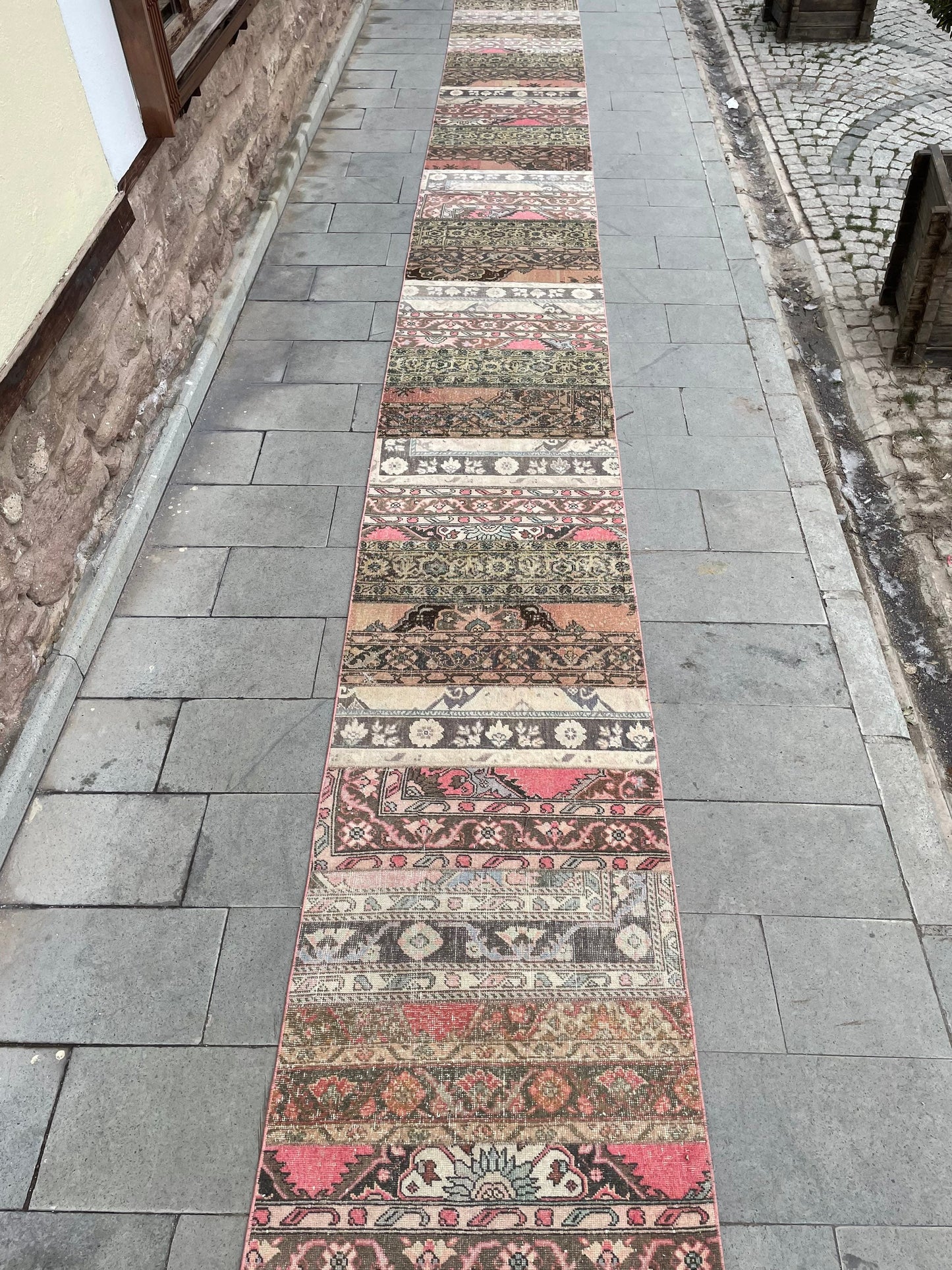 Staircase Runner Rug 2.8 x 30 ft Extra Long  TURKISH Runner Rug Vintage Runner Rug Oriental Runner Rug Patchwork Runner Hand Knotted Runner