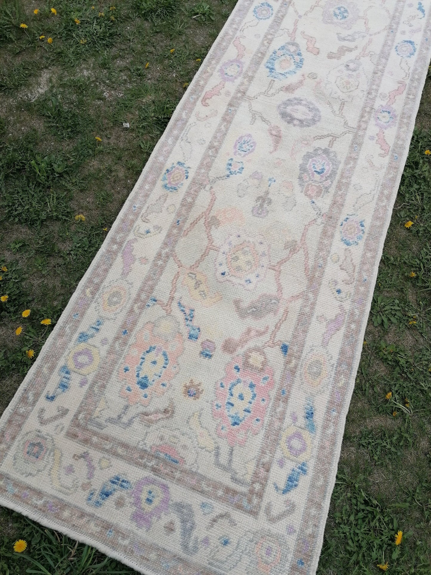 Oushak wool runner rug 2'10x14'5 turkish new production oushak runner, hallway runner rug