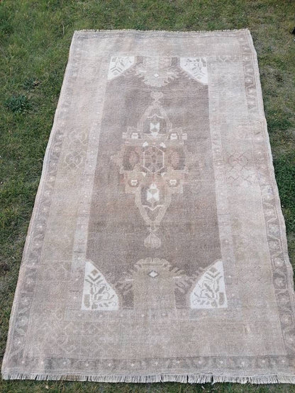 Oushak turkish rug,neutral vintage turkish rug,oushak unique hand made rug 4'4x7 bohemian rug