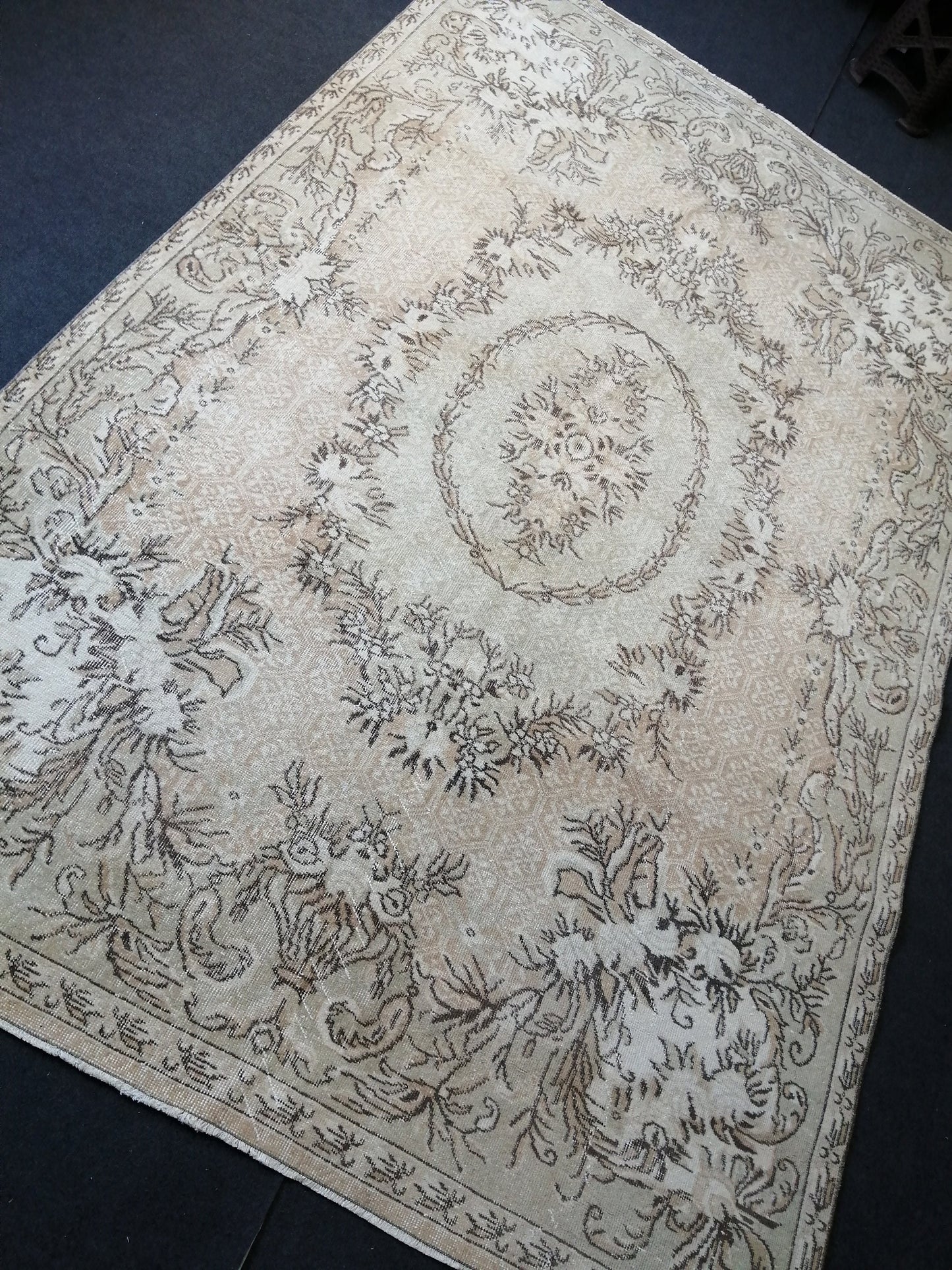 6.7 x 10.2 OUSHAK RUG TURKISH Oushak Rug Vintage Oushak Runner Rug Vintage Runner Rug Wool Oushak Rug Hand Made Rugs Vintage Turkish Rug