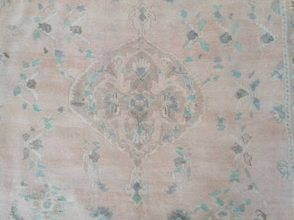 Faded turkish oushak rug 6'7x9'6 large vintage oushak rug, unique hand made rug, bohemian rug