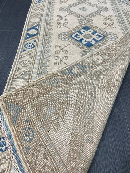 Muted Vintage Runner Rug Hallway 2.5 x 9.3 Runner Rug Kitchen Rug Runner Wool Runner Rug Oushak Runner Rug Turkish Runner Medium Wool Pile