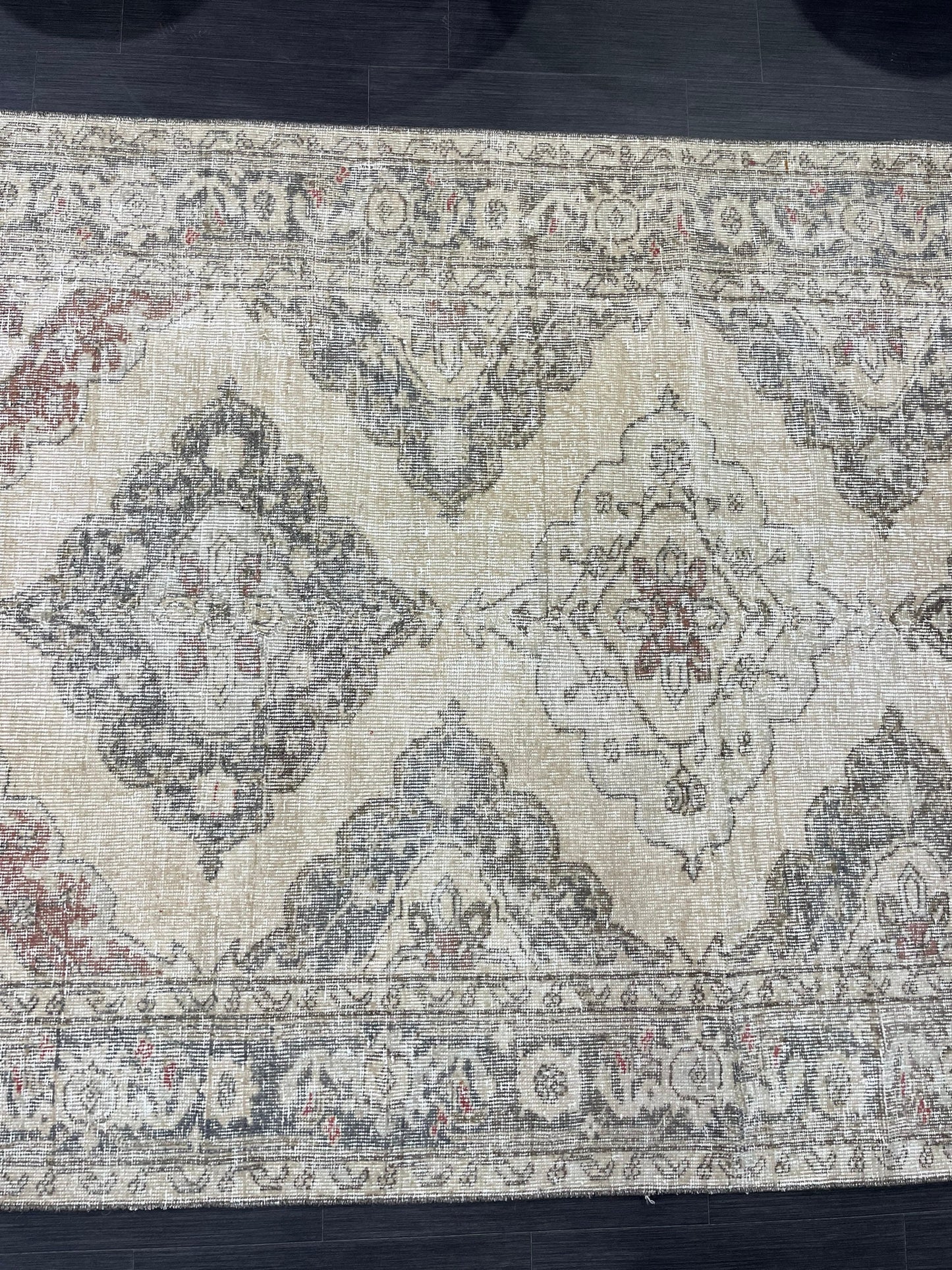 Vintage Runner 4.9 x 12.7 Rug, Turkish Runner Rug, Faded Distressed Runner Rug,Hallway Runner Rug Neutral Kitchen Runner Rug