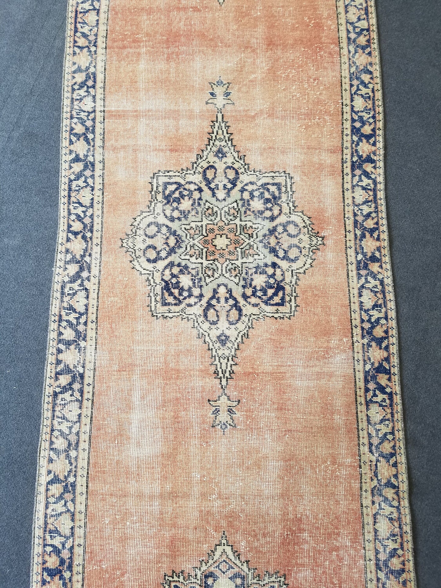 Vintage runner rug, oushak runner 3x11’7 turkish runner rug, kitchen runner