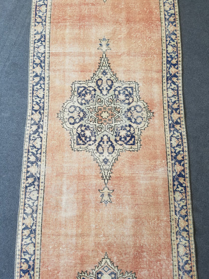 Vintage runner rug, oushak runner 3x11’7 turkish runner rug, kitchen runner