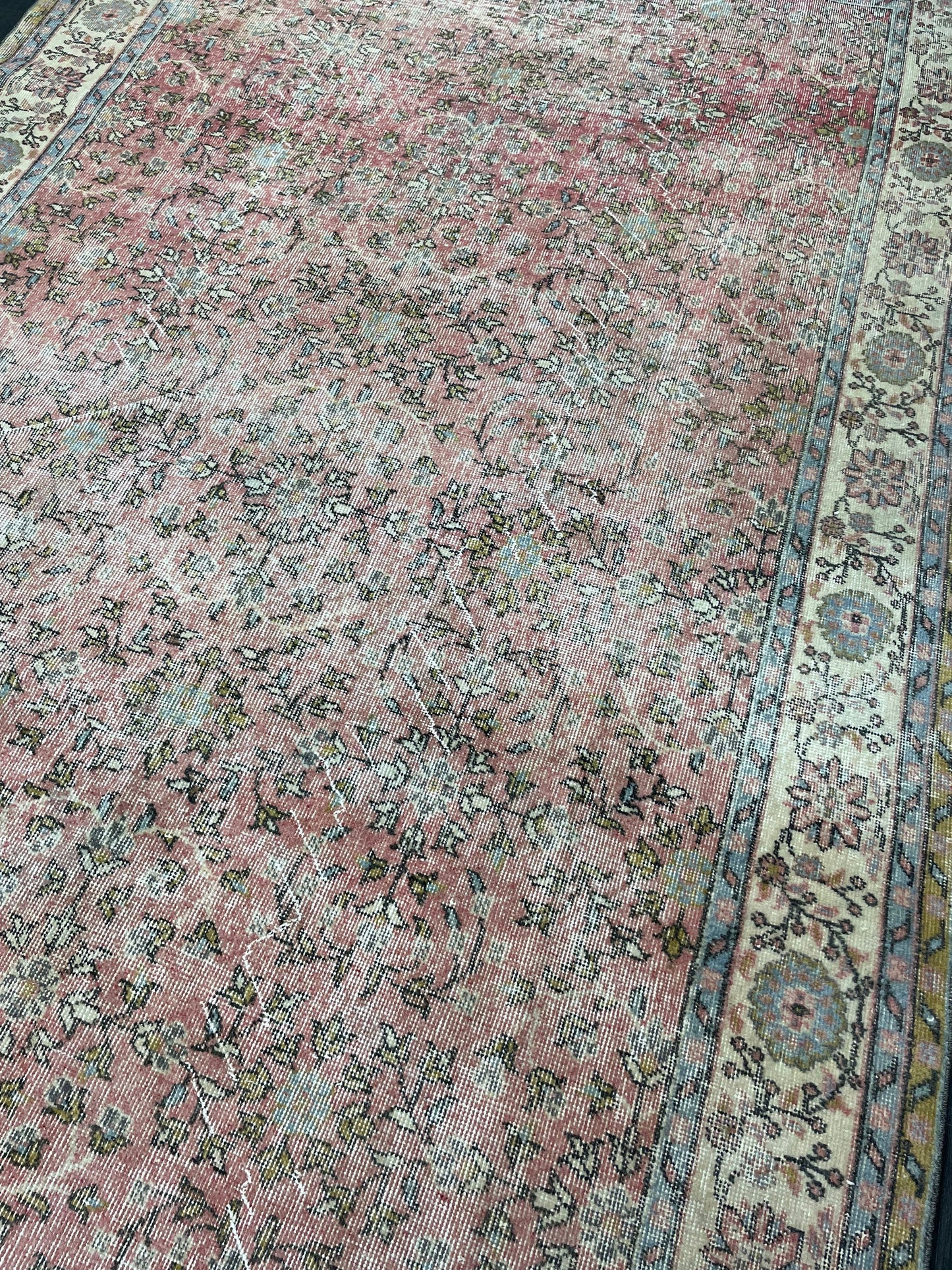 Oriental Vintage 6.6 x 10.6 Rug Vintage Hand Knotted Rug Wool Oushak Rug Hand Made Rugs Vintage Turkish Rug Persian Rug Distressed Rug